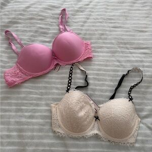 Victoria's Secret Pink and Cream Lace Bras